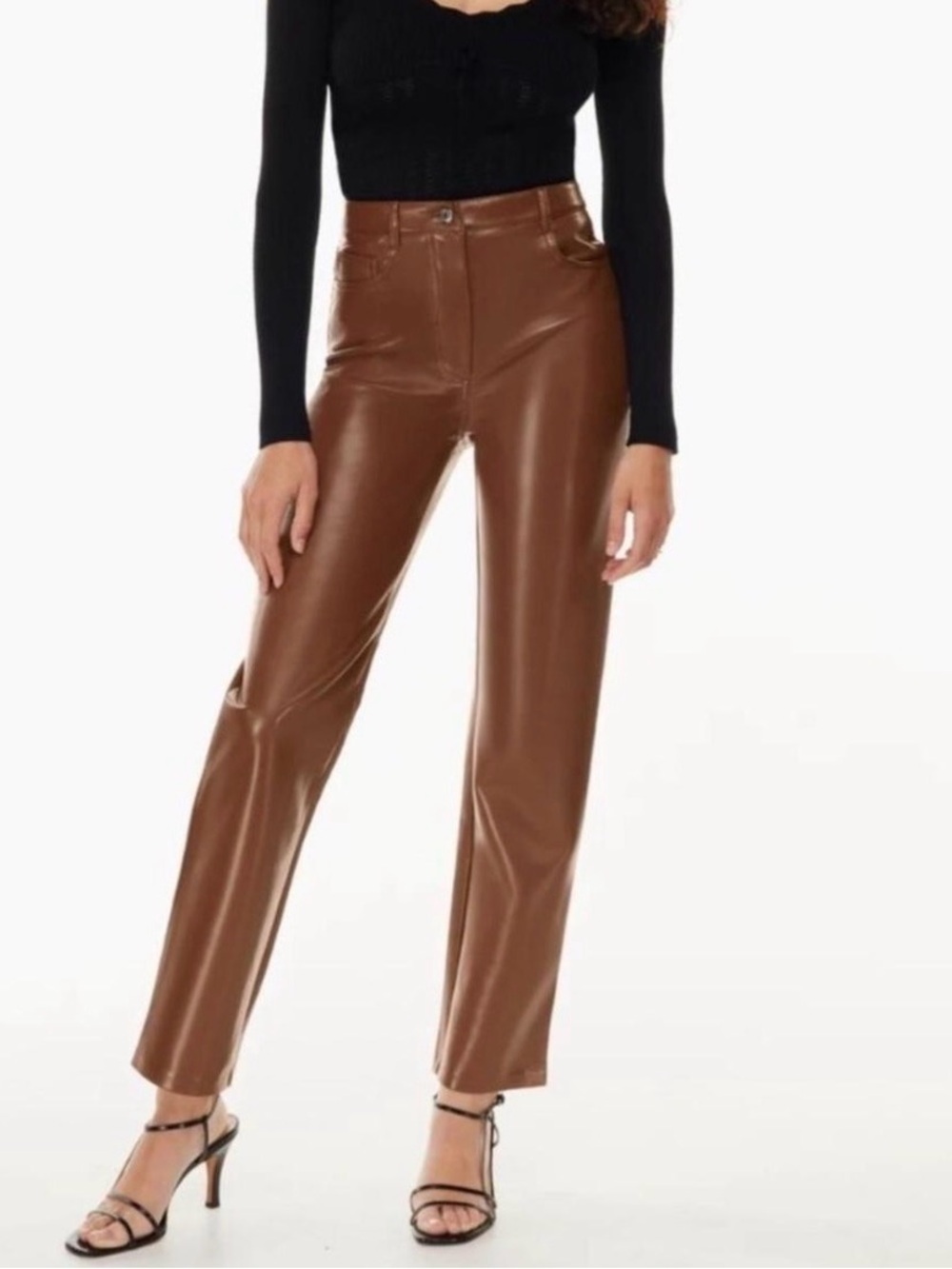 WILFRED ARITZIA The Melina Pant High Waisted Vegan Leather Cognac
Brown